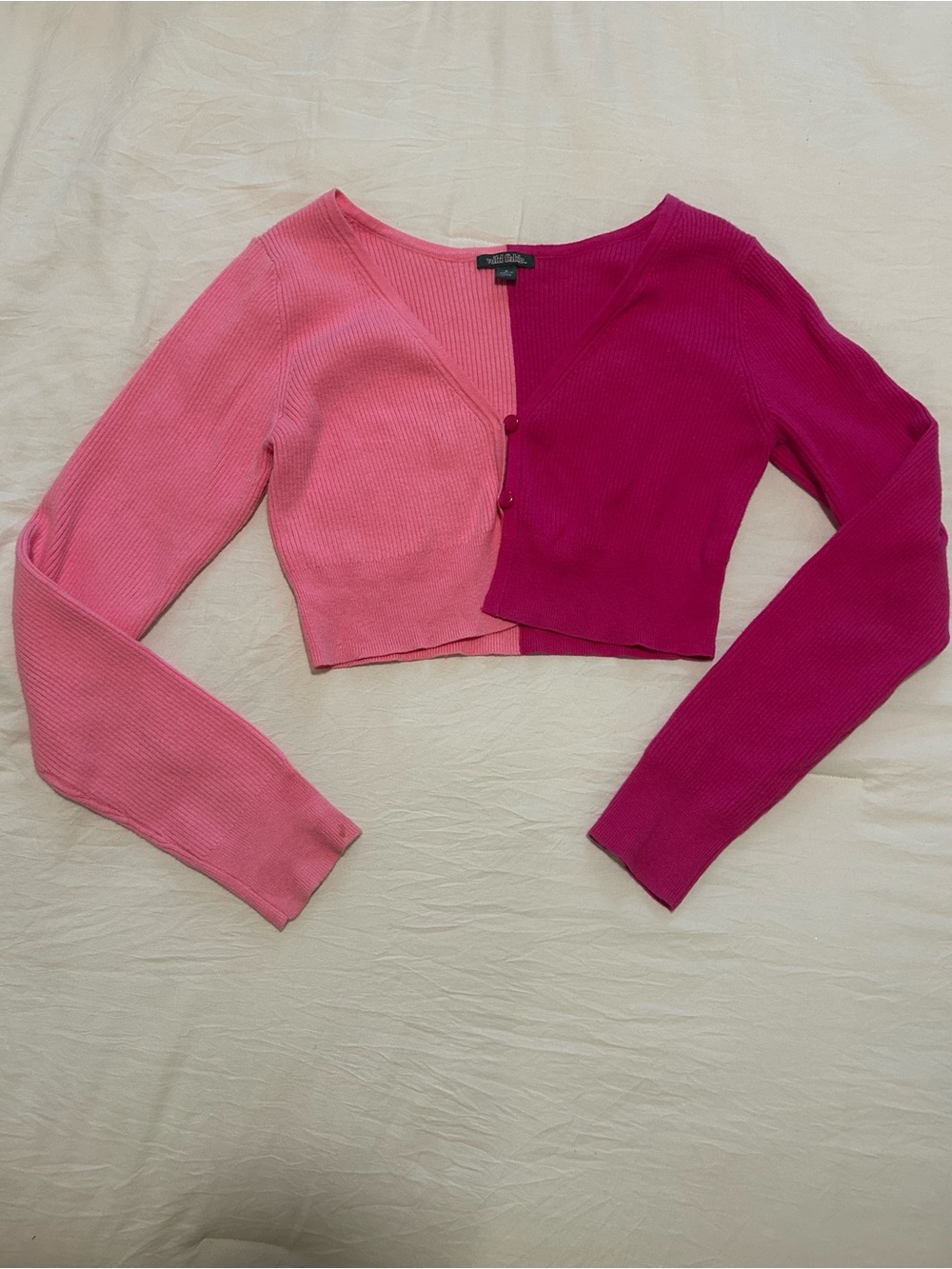 wild fable Two-Tone Pink Cropped Cardigan